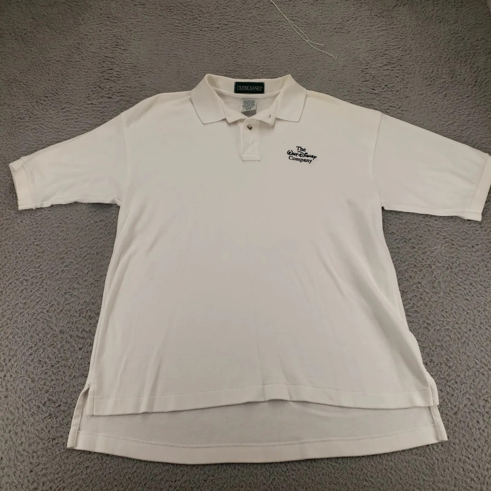 The Walt Disney Company Shirt Mens Large‎ White Employee Polo Outbanks USA
